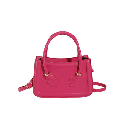 Women Fashion Solid Color Square PU Handle Crossbody Bag