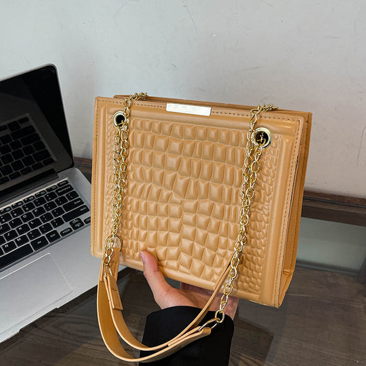 Sac à bandoulière tendance de grande capacité, couleur unie, imprimé crocodile