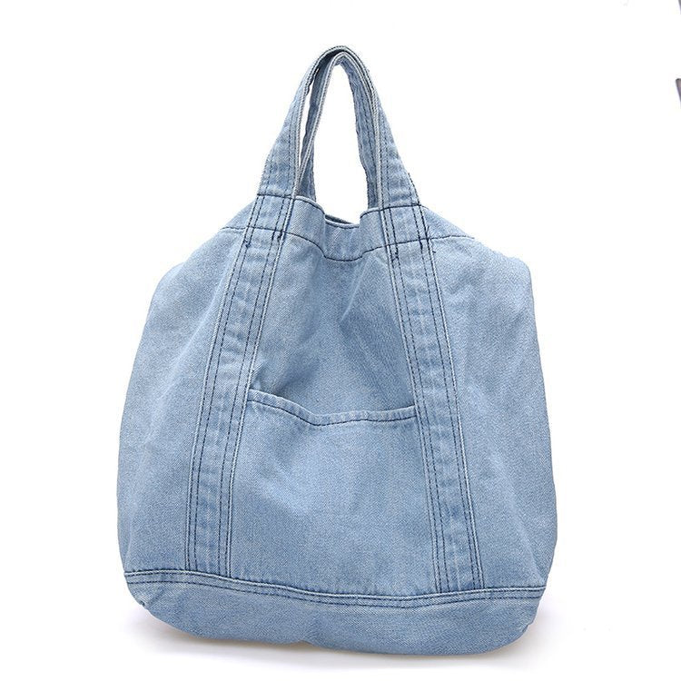 Sac à bandoulière en denim pour femme, design décontracté, grande capacité, sac de courses 