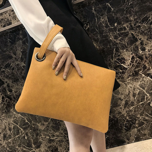 Women Fashionable Solid Color Large Capacity Clutch Bag