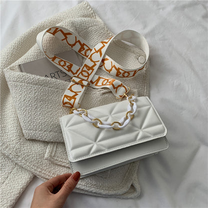 Fashion Solid Color Wide Strap Crossbody Bag