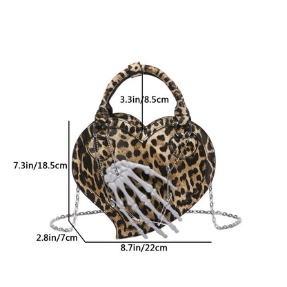 Sac à bandoulière créatif gothique Halloween avec tête de mort et cœur 