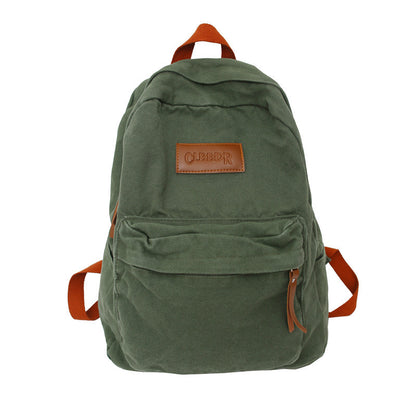 Canvas Neutral Casual Design Solid Color Large Capacity Backpack