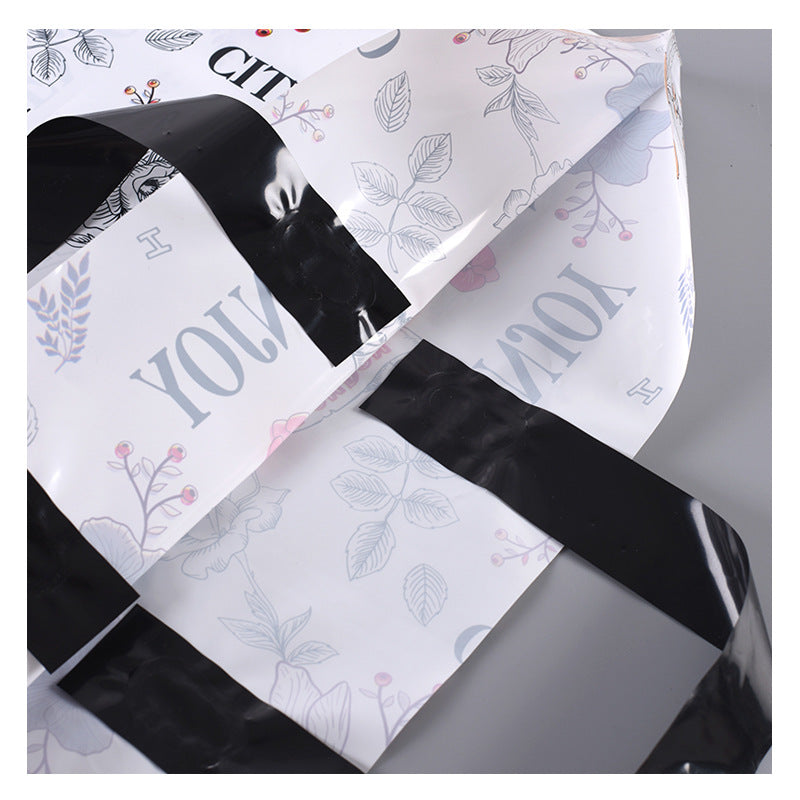 Simple Cartoon Floral Printing Plastic Gift Shopping Tote Bag