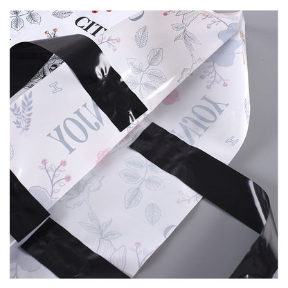 Simple Cartoon Floral Printing Plastic Gift Shopping Tote Bag