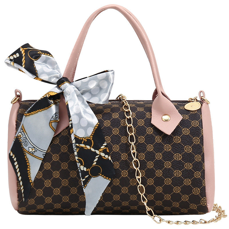 Sac à bandoulière vintage à chaîne imprimée de grande capacité