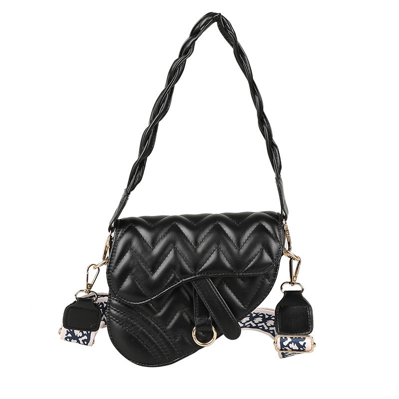 Sac à bandoulière tendance en fil brodé de couleur unie 