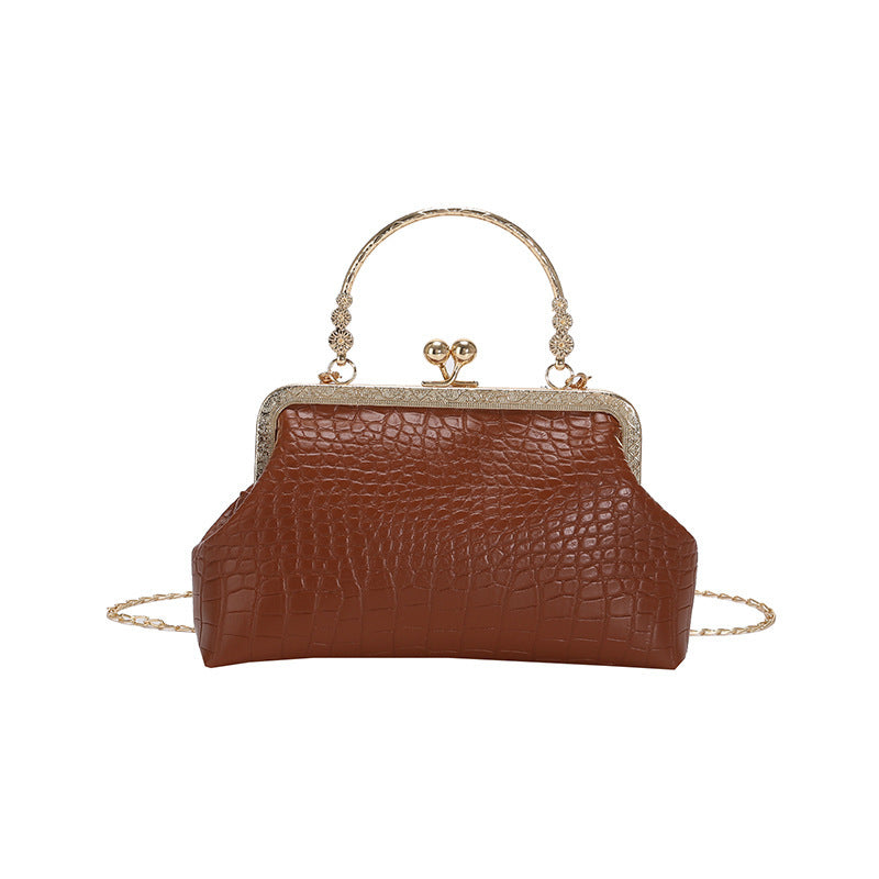 Women Fashion Antique Clip Bag Retro Chain Shoulder Bag