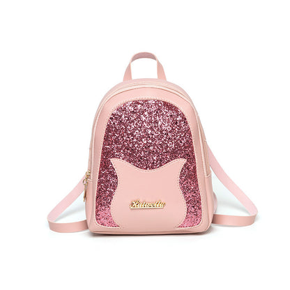 Women Fashion Sequin Cat Backpack