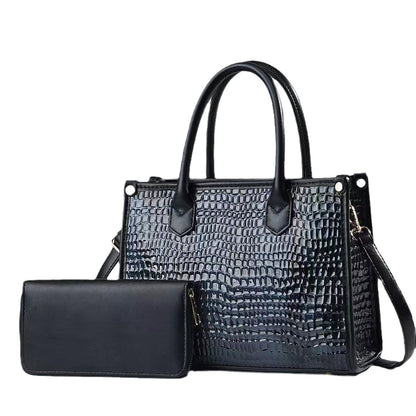 Vintage Elegant Women Snakeskin Pattern Pu Tote Bag Handbag