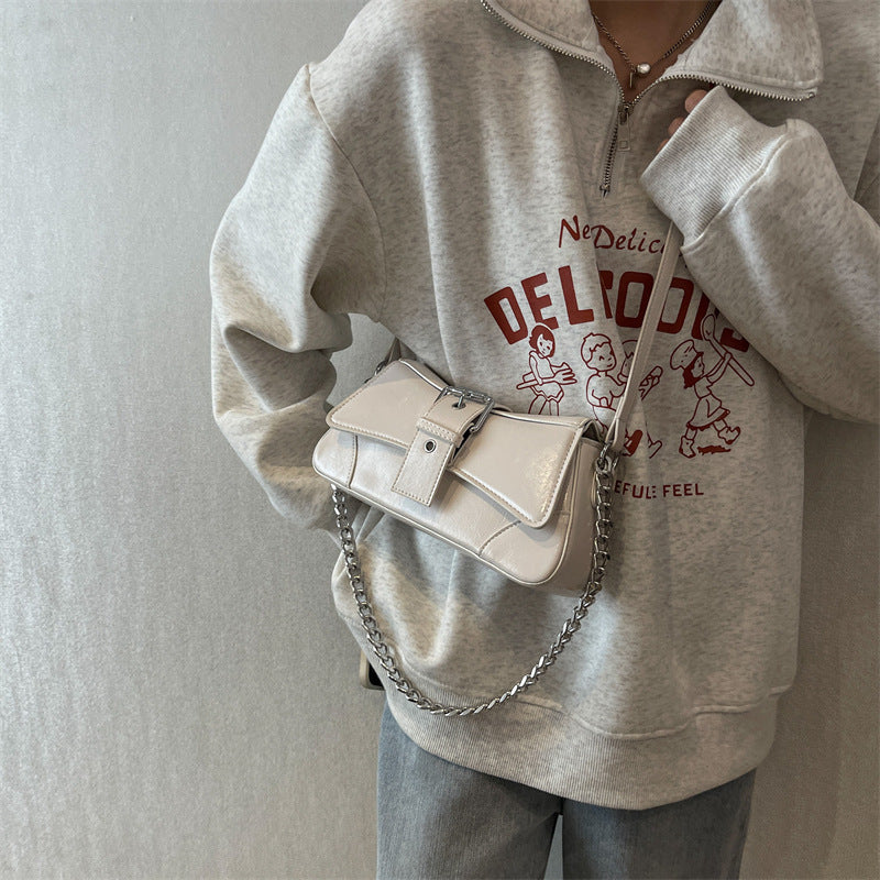 Sac à main tendance à chaîne de couleur unie pour femme 