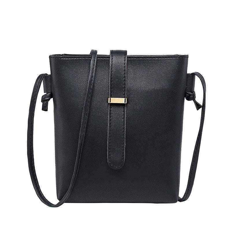Women Fashionable Simple Solid Color Square Zipper Mini Single Shoulder Crossbody Bucket Bag
