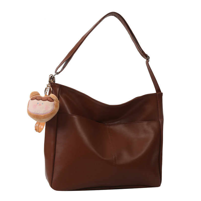 Women Fashionable Simple Solid Color Large Capacity PU Tote Bag