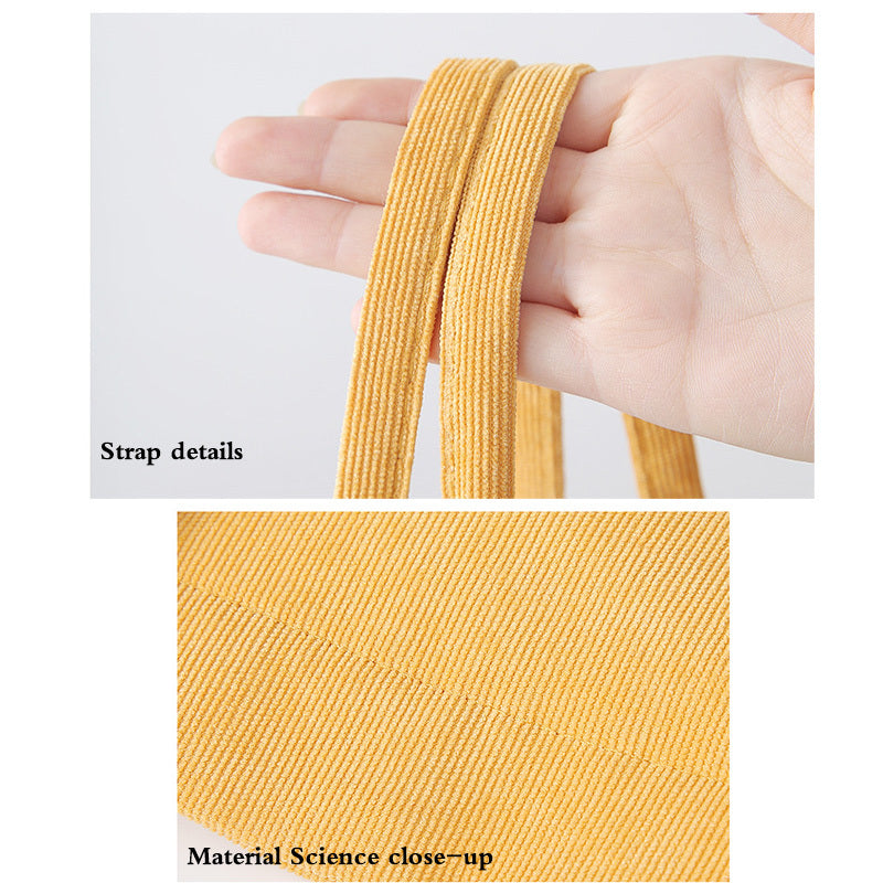 Women Casual Basic Solid Color Large Capacity Corduroy Tote Bag