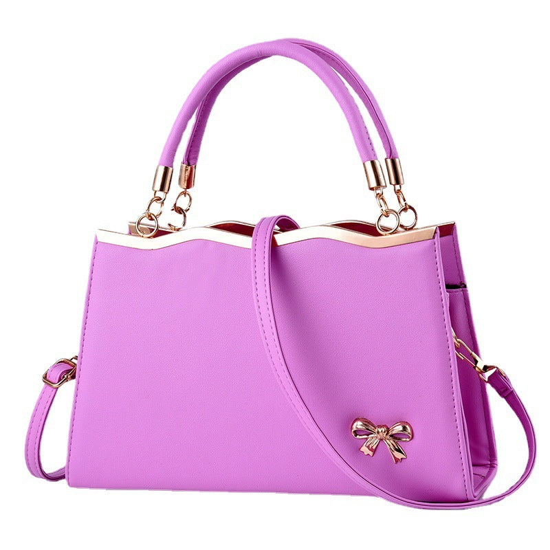 Women'S Fashion Solid Color Bow Large Capacity Handbag