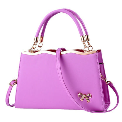 Women'S Fashion Solid Color Bow Large Capacity Handbag