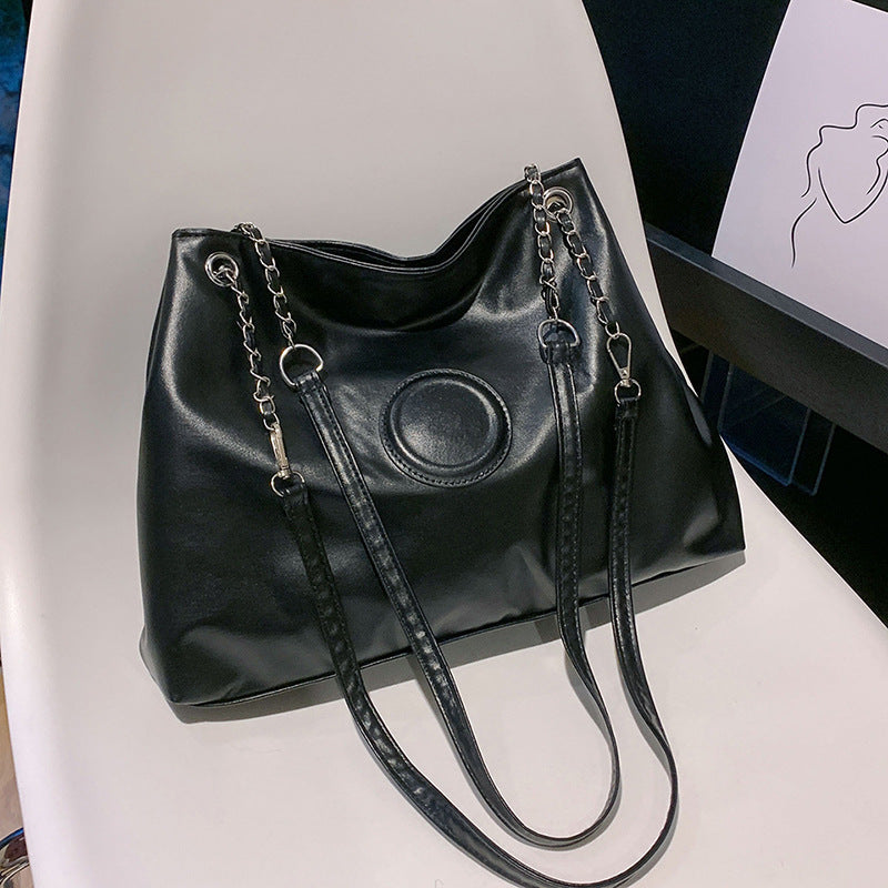 Women Casual Vintage Simple Large Capacity PU Tote Bag