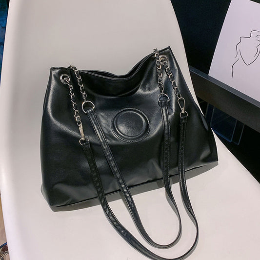 Women Casual Vintage Simple Large Capacity PU Tote Bag