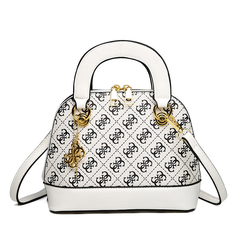 Women Fashionable Solid Color Zipper Metal Pendant Large Capacity Shoulder Crossbody Bag