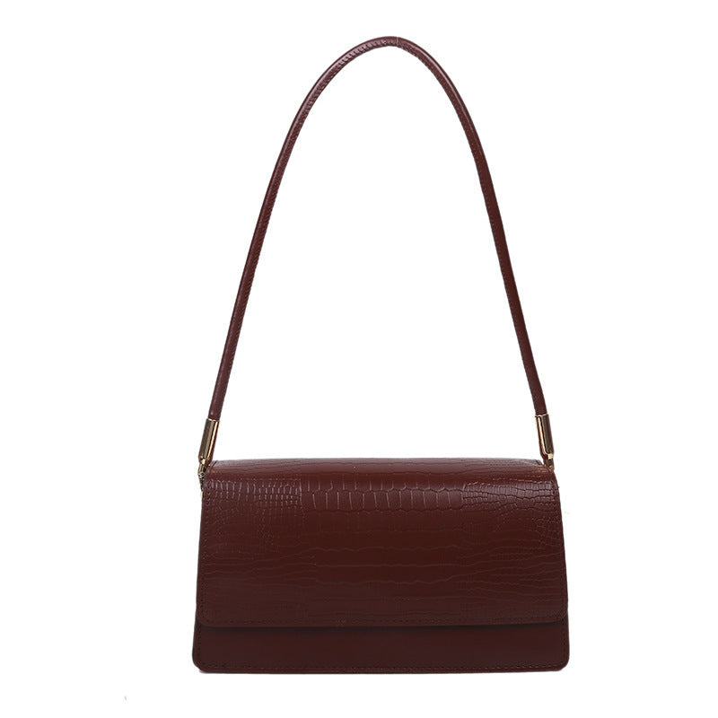 Sac à bandoulière simple et solide à rabat carré imprimé crocodile pour femme 