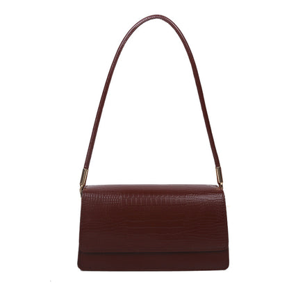 Sac à bandoulière simple et solide à rabat carré imprimé crocodile pour femme 