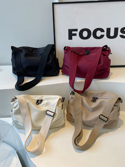 Fashion Solid Color Nylon Crossbody Bag