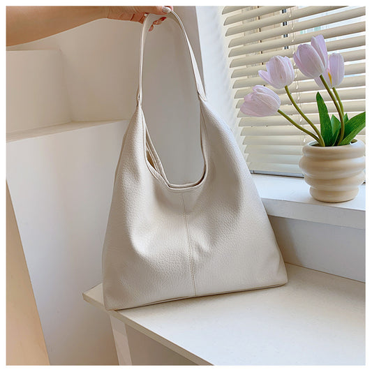 Summer Women Fashionable Solid Color Large Capacity PU Tote Bag