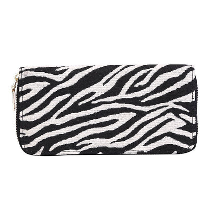 Women'S Fashion Stripe Mid Length Zip Coin Purse