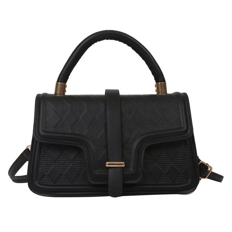 Sac à bandoulière carré en PU à rabat rhomboïde de couleur unie pour femme 