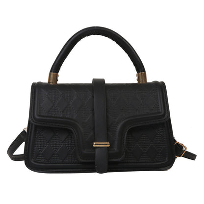 Sac à bandoulière carré en PU à rabat rhomboïde de couleur unie pour femme 