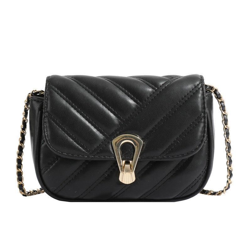 Sac à bandoulière carré en PU pour femme, couleur unie, avec rabat et chaîne 