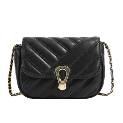 Sac à bandoulière carré en PU pour femme, couleur unie, avec rabat et chaîne 