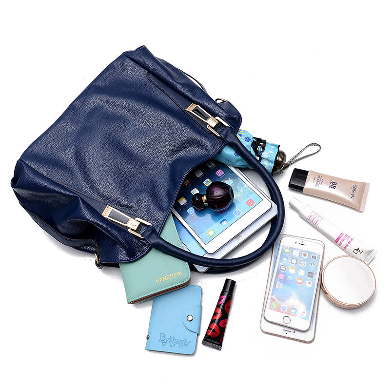 Women Fashionable Casual Large Capacity PU Bag With Zipper