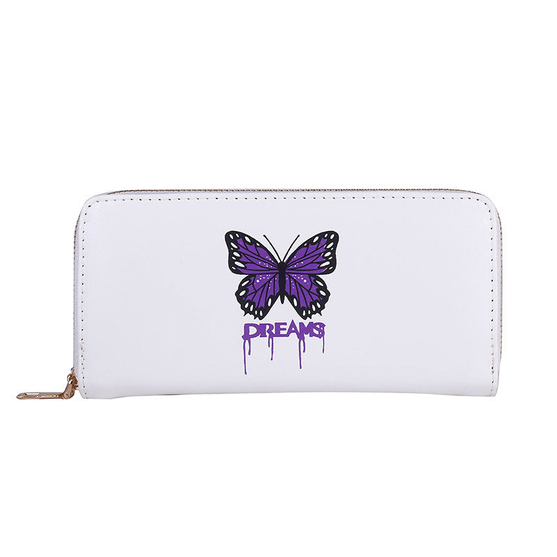 Women'S Fashion Print Butterfly Large Capacity Long Coin Purse