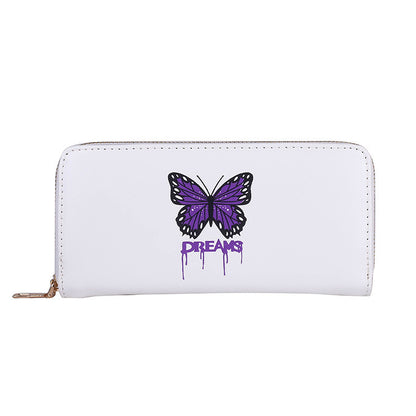 Women'S Fashion Print Butterfly Large Capacity Long Coin Purse