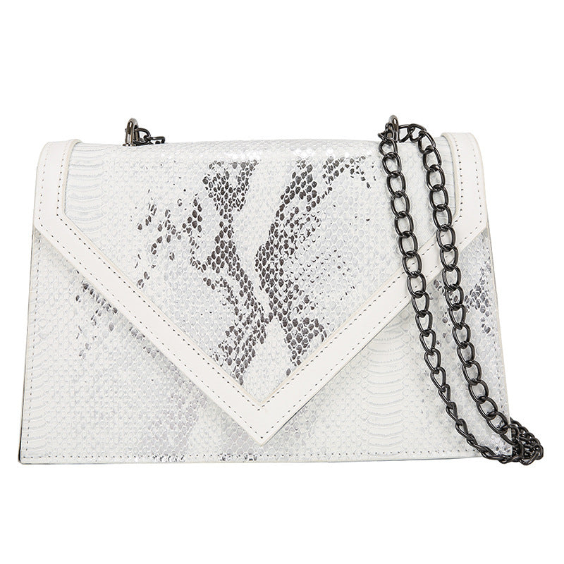 Women Fashion Personality Snake Pattern Retro Chain One Shoulder Messenger Small Square Bag