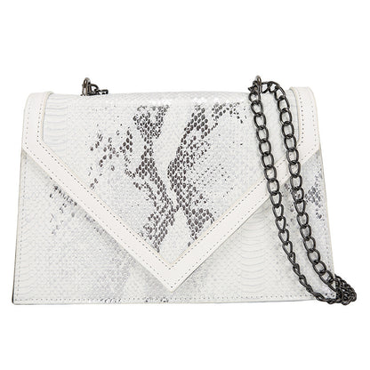 Women Fashion Personality Snake Pattern Retro Chain One Shoulder Messenger Small Square Bag