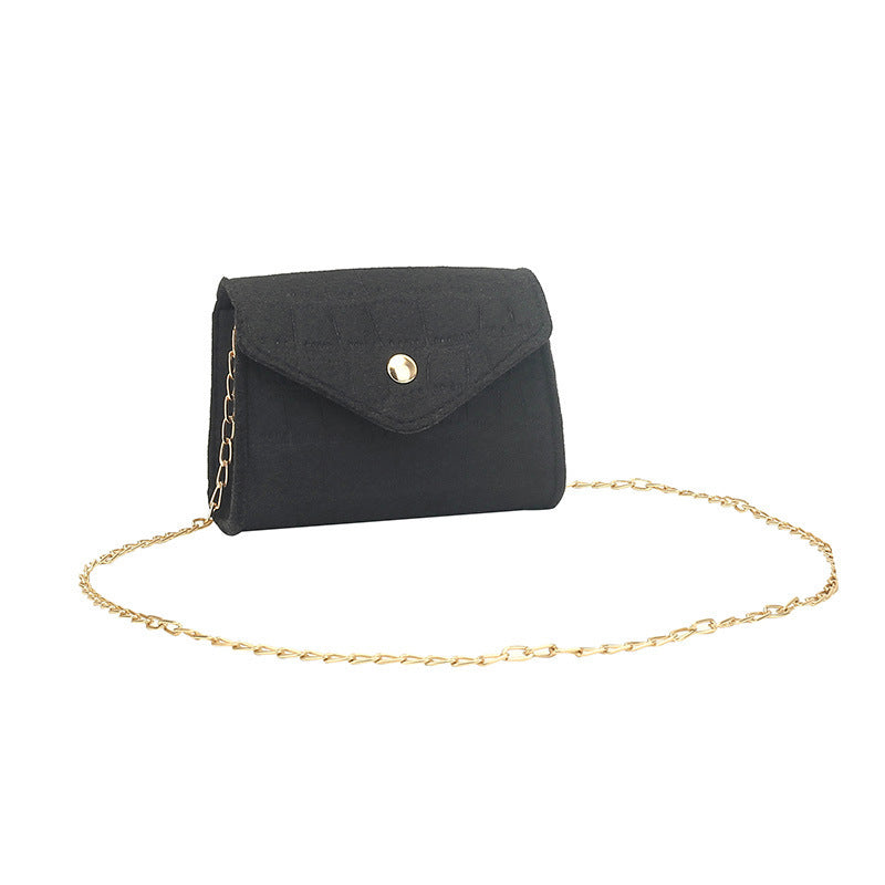 Women Fashion Simple Felt Mini Square Flap Chain Crossbody Bag
