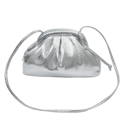 Sac à bandoulière en PU froissé brillant et simple pour femme 