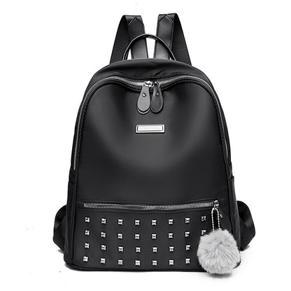 Women Fashion Rivet Soft Wax Leather Backpack
