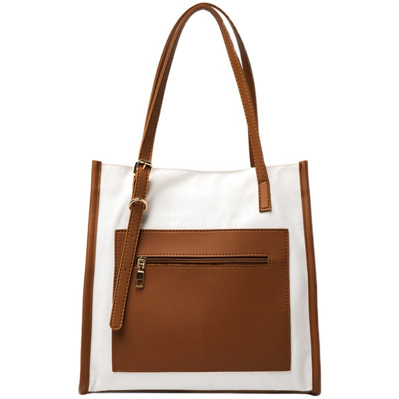 Sac à bandoulière en PU pour femme, décontracté, fermeture éclair, blocage des couleurs, grande capacité