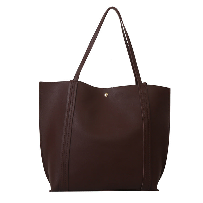 Women Fashionable Solid Color Large Capacity PU Tote Bag