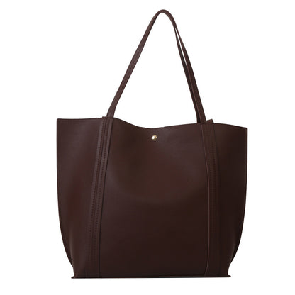 Women Fashionable Solid Color Large Capacity PU Tote Bag