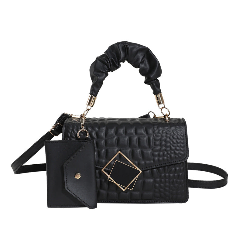 Fashion Solid Color Crocodile Embossed Shoulder Bag