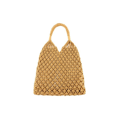 Women Casual Fashion Vacation Beach Mesh Woven Hollow Shoulder Bag