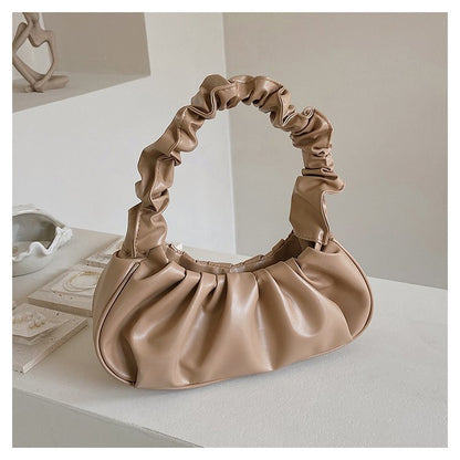 Sac à bandoulière plissé de couleur unie pour femme 