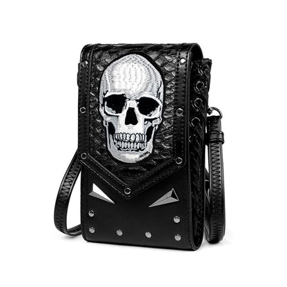 Sac banane tendance en PU avec rivets et tête de mort pour femme 