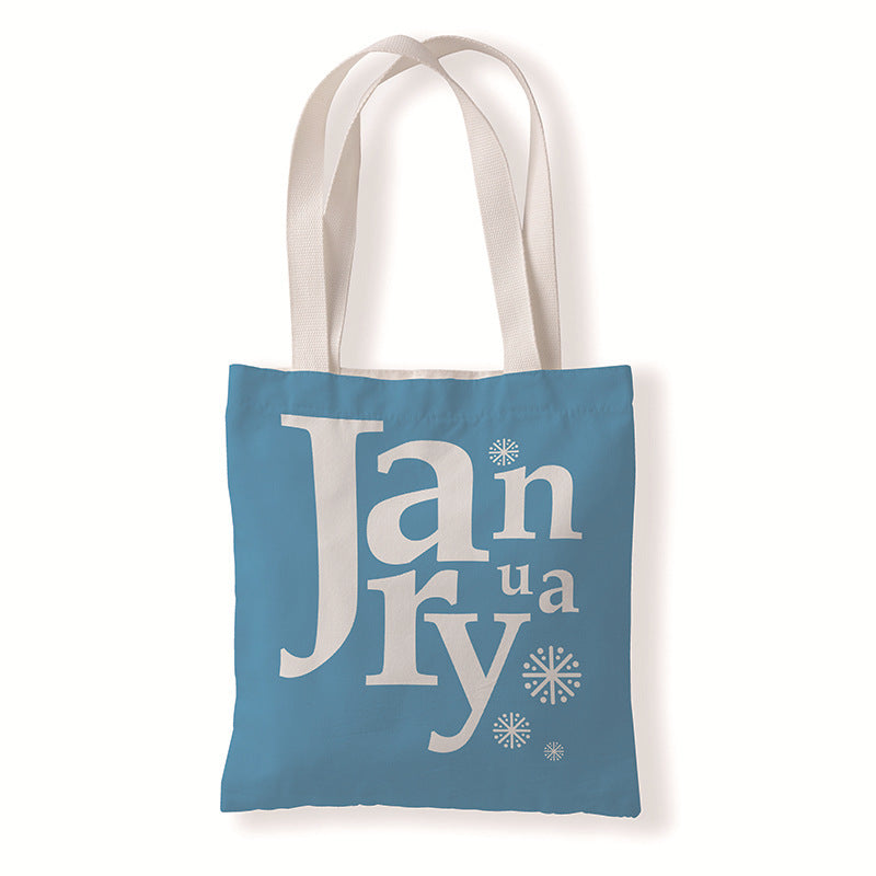 Women Fashion Creative Color Letter Month Canvas Tote Bag