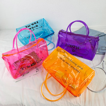 Fashion Transparent Candy Color Large Capacity Portable Travelling Plastic Bag