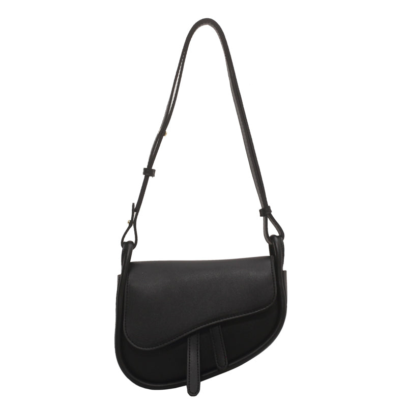 Women Casual Flap Zipper Design Solid Color PU Underarm Bag